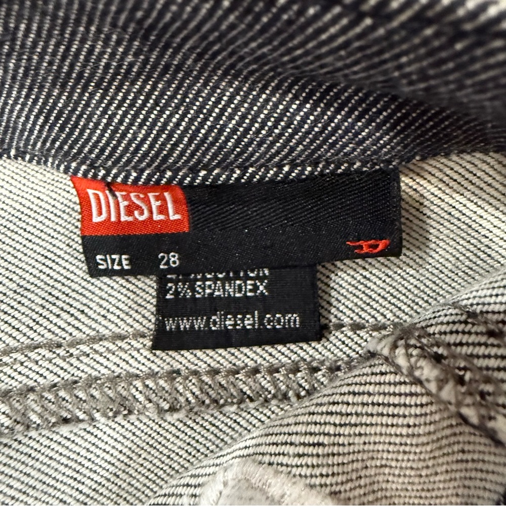 Y2K Vintage DIESEL Denim Flare Pants Side AnkleSlits Womens 28 Gray/Pink Accents - Picture 6 of 12